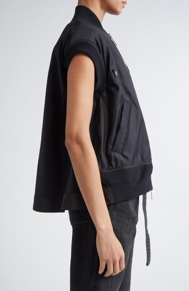 Sacai Nylon Twill Short Sleeve Bomber Jacket, Alternate, color, 