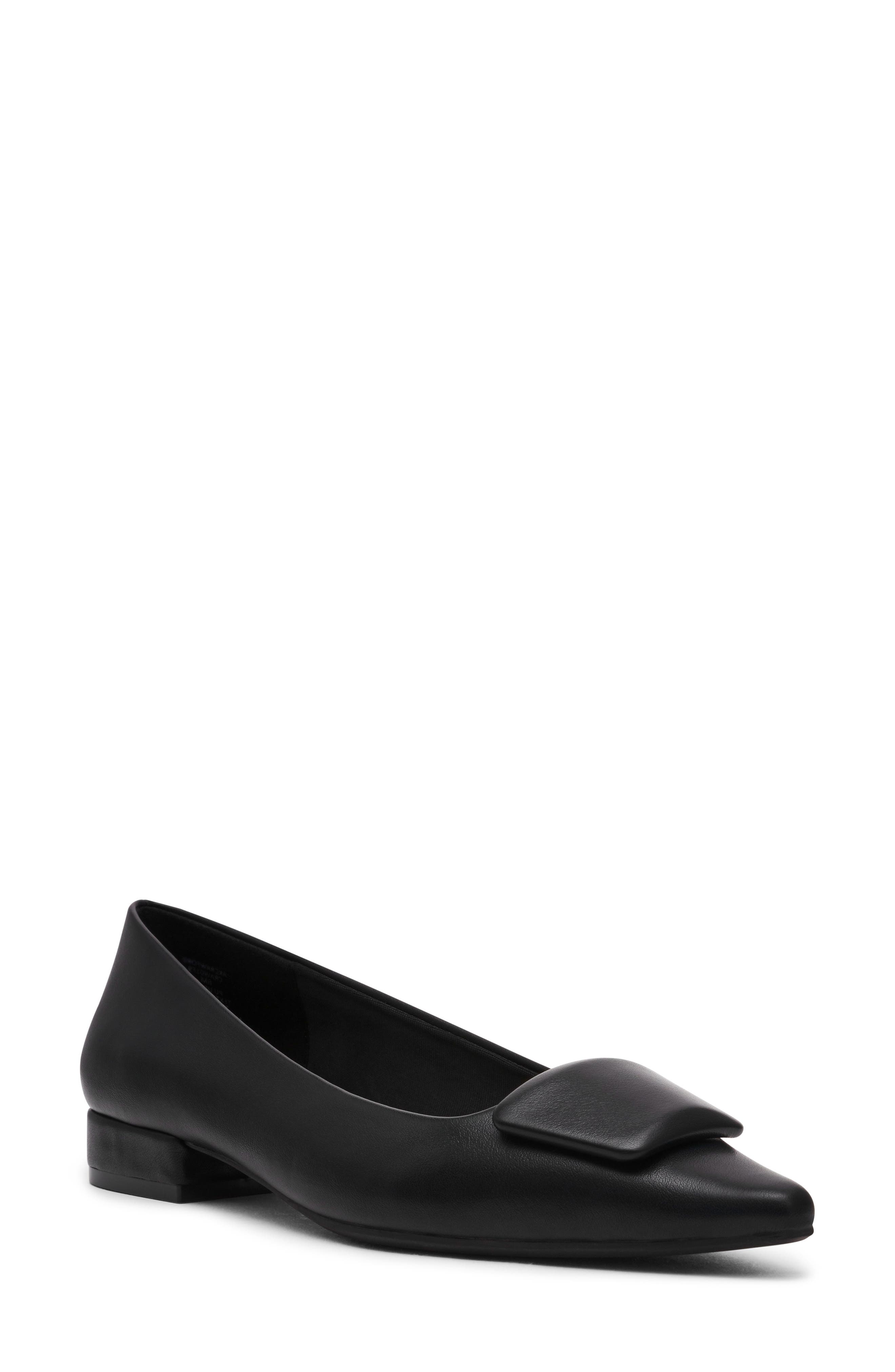 Anne Klein Crawford Pointed Toe Flat, Main, color, Black Smooth