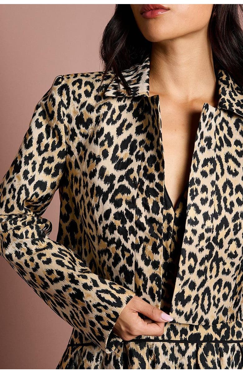 Coast Animal Jacquard Cropped Jacket, Alternate, color, Mink