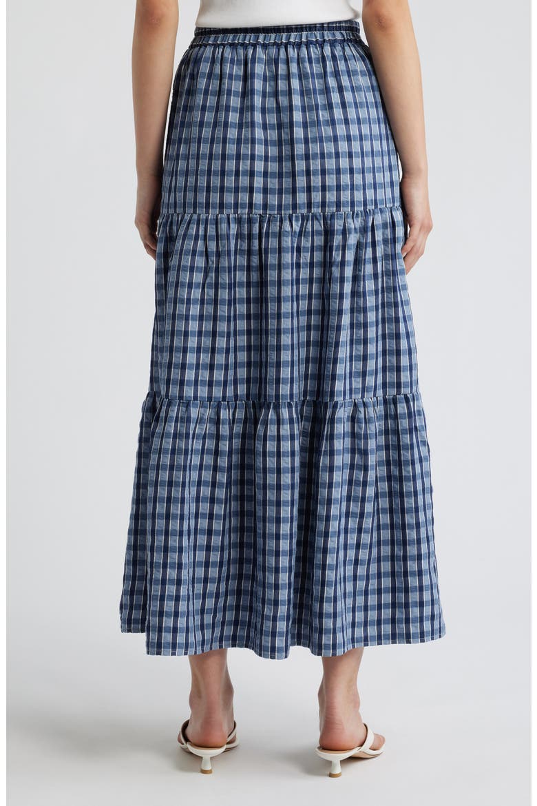 Rockwell Check Tiered Midi Skirt, Alternate, color, NAVY CHECK