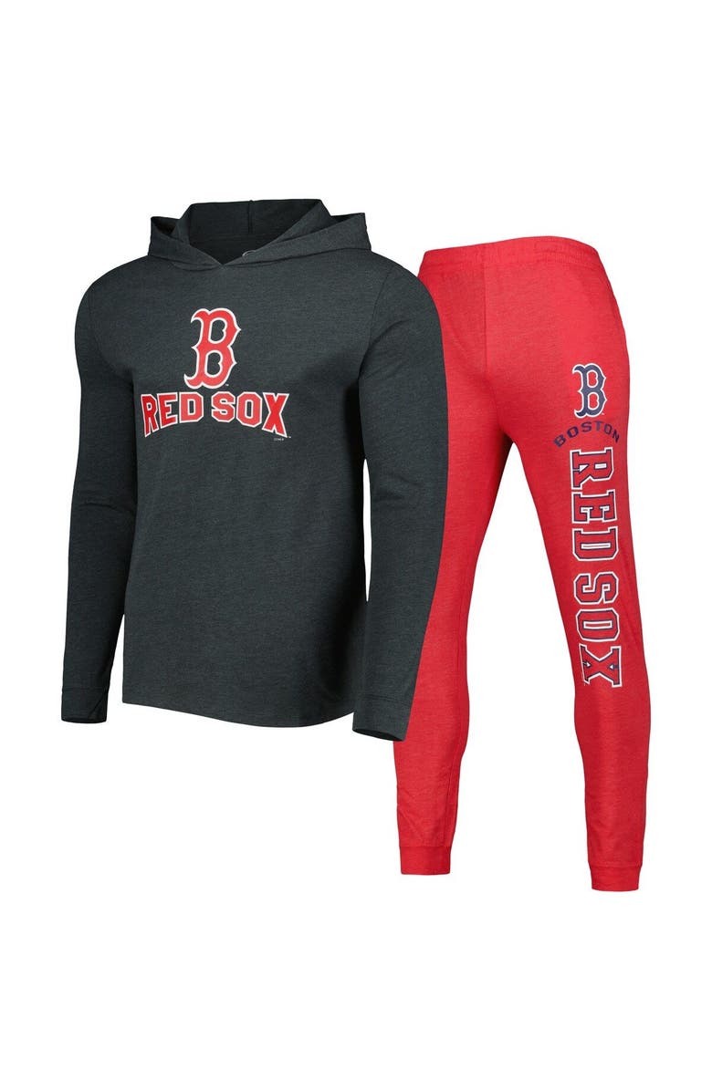 CONCEPTS SPORT Men's Concepts Sport Heather Red/Heather Charcoal Boston Red Sox Meter Pullover Hoodie & Joggers Set, Main, color, Heather Red