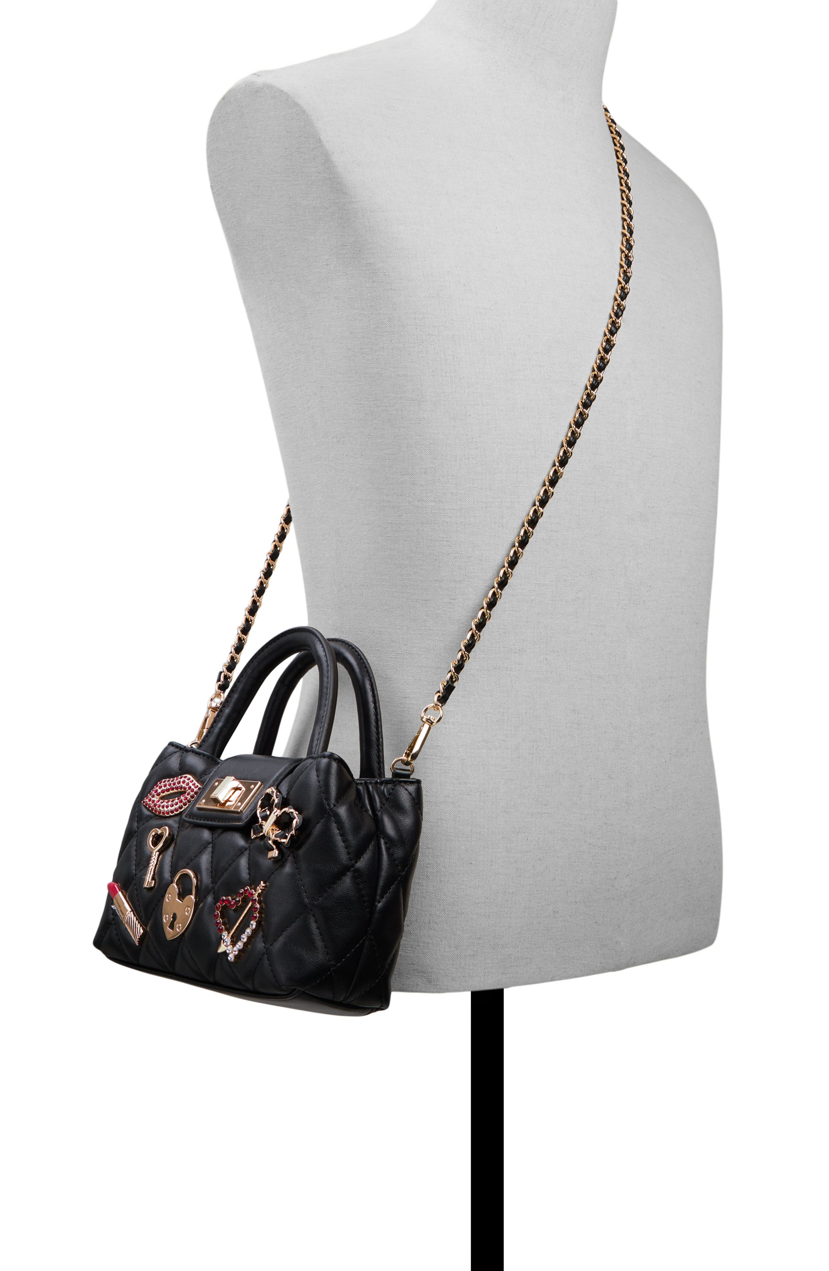 ALDO Firstkisssx Diamond Quilted Faux Leather Satchel, Alternate, color, 