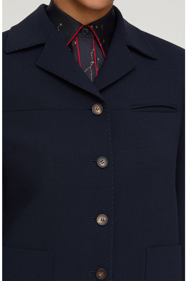 Patch Pocket Double Face Stretch Wool Jacket, Alternate, color, INK