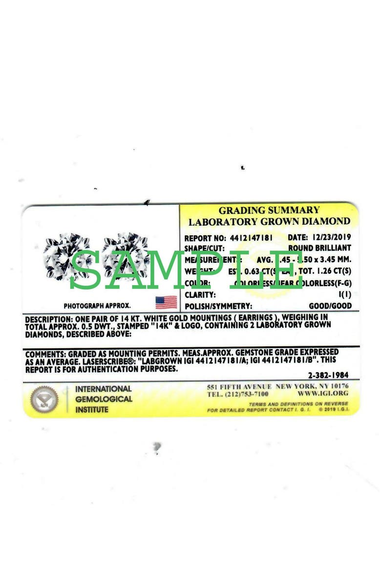 Bliss Diamond 1/3Ct EX3 Lab Grown Diamond Solitaire Pendant Necklace IGI Certified Gold, Alternate, color, 