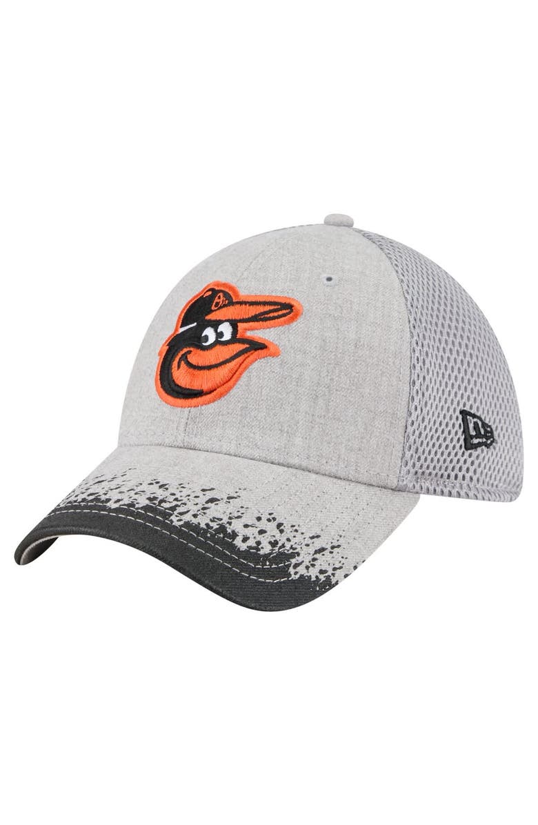 New Era Men's New Era Gray Baltimore Orioles Visor Paint Splatter 39THIRTY Flex Hat, Main, color, Gray