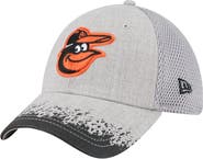 New Era Men's New Era Gray Baltimore Orioles Visor Paint Splatter 39THIRTY Flex Hat