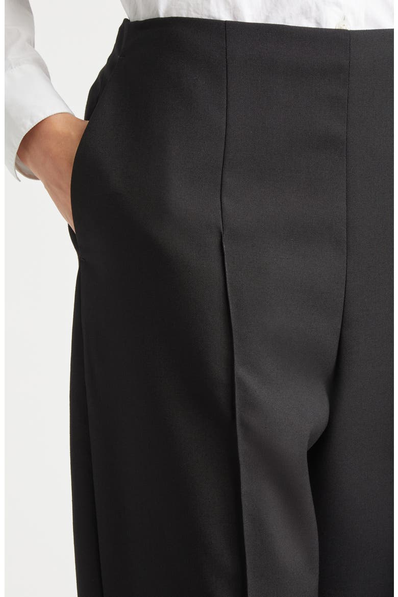 Pintuck Tapered Straight Leg Virgin Wool Pants, Alternate, color, 00N99 BLACK