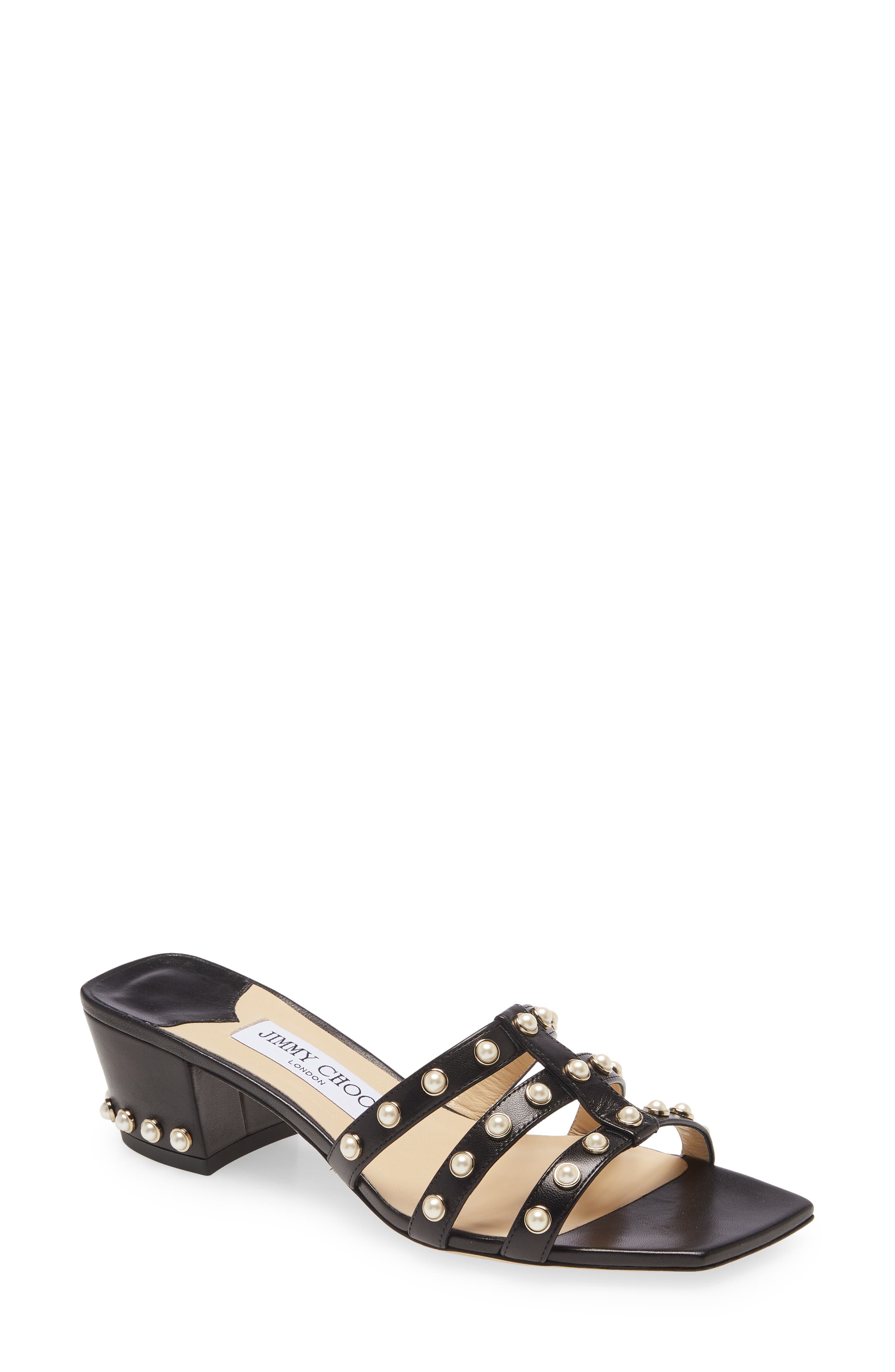 Jimmy Choo Hazal Imitation Pearl Cage Slide Sandal, Main, color, 