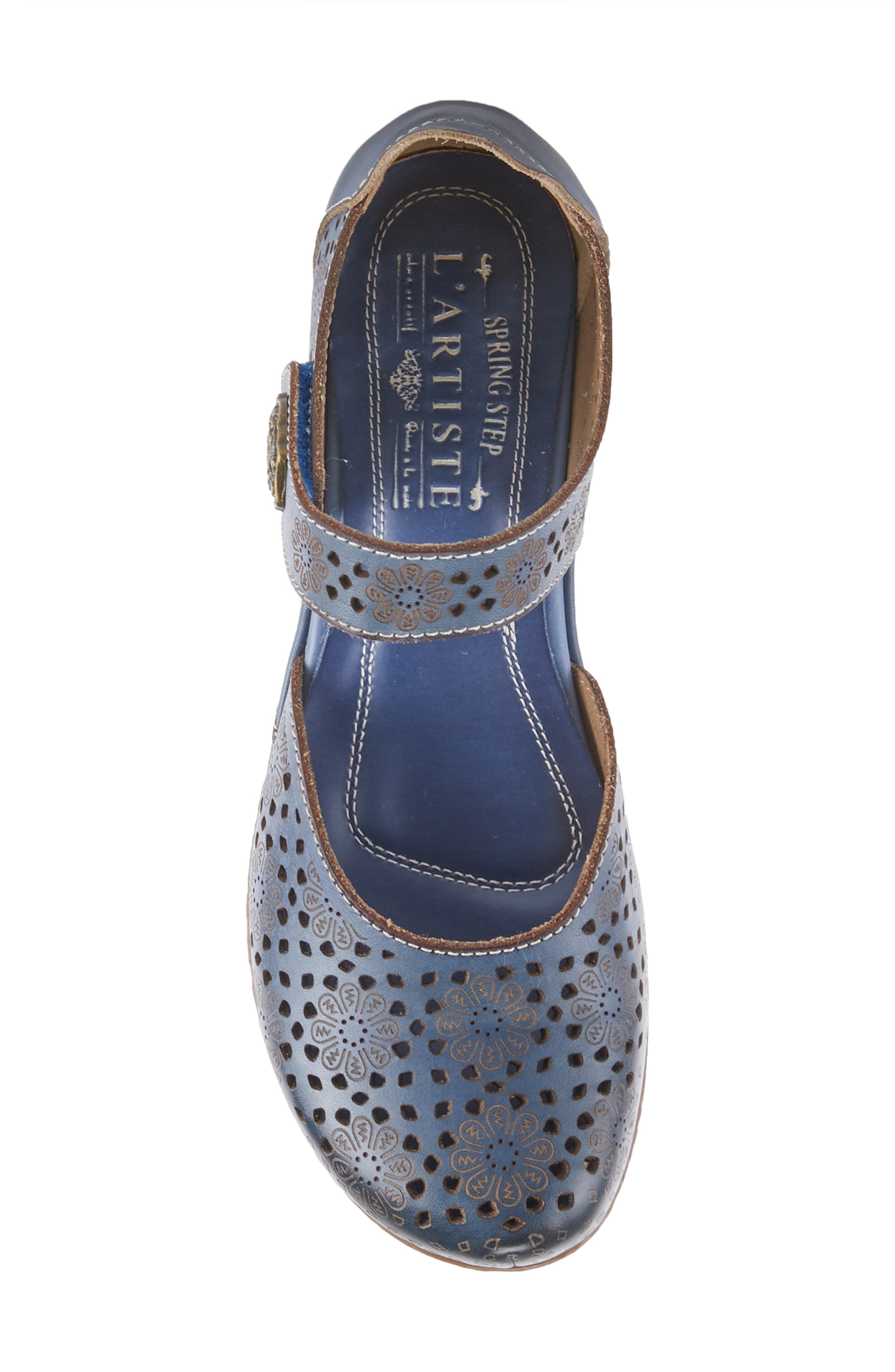 L'Artiste by Spring Step Americana Ankle Strap Clog, Alternate, color, Navy