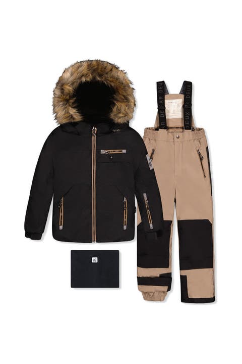 Play Faux Fur Hood Jacket & Reinforced Pants Two Piece Snowsuit