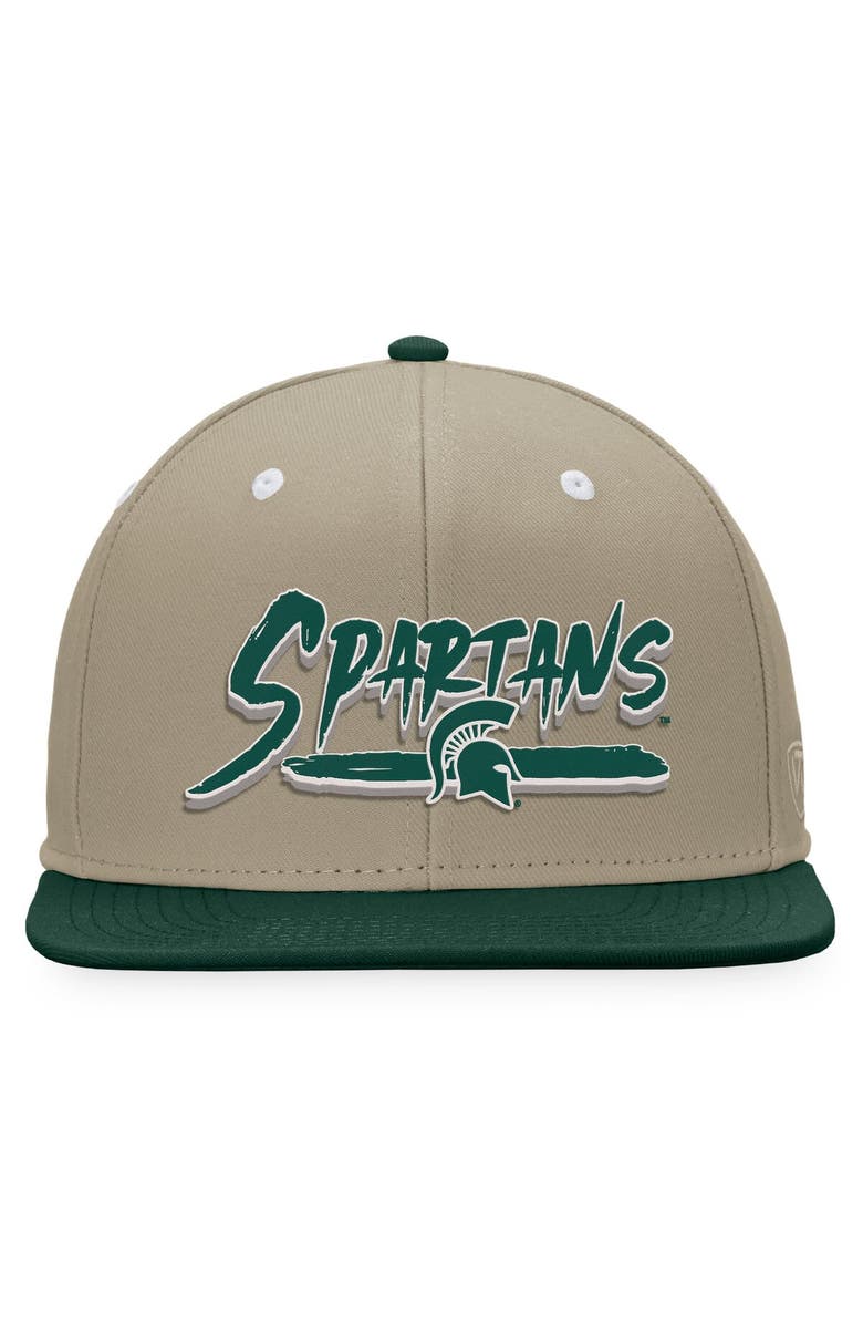 TOP OF THE WORLD Men's Top of the World Khaki/Green Michigan State Spartans Land Snapback Hat, Alternate, color, Khaki