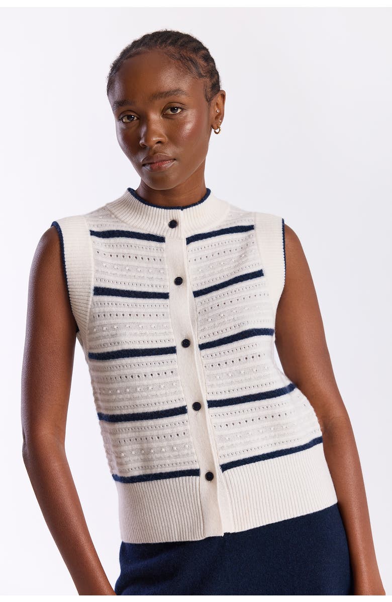 Brodie Pure Cashmere Textured Taylor 100% Cashmere Tank, Main, color, Organic White