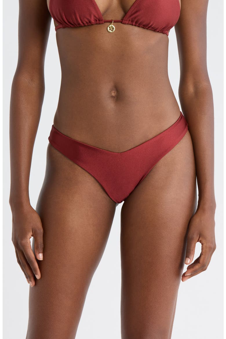 Y-Cut Thong Bikini Bottoms, Main, color, CINNAMON SUGAR