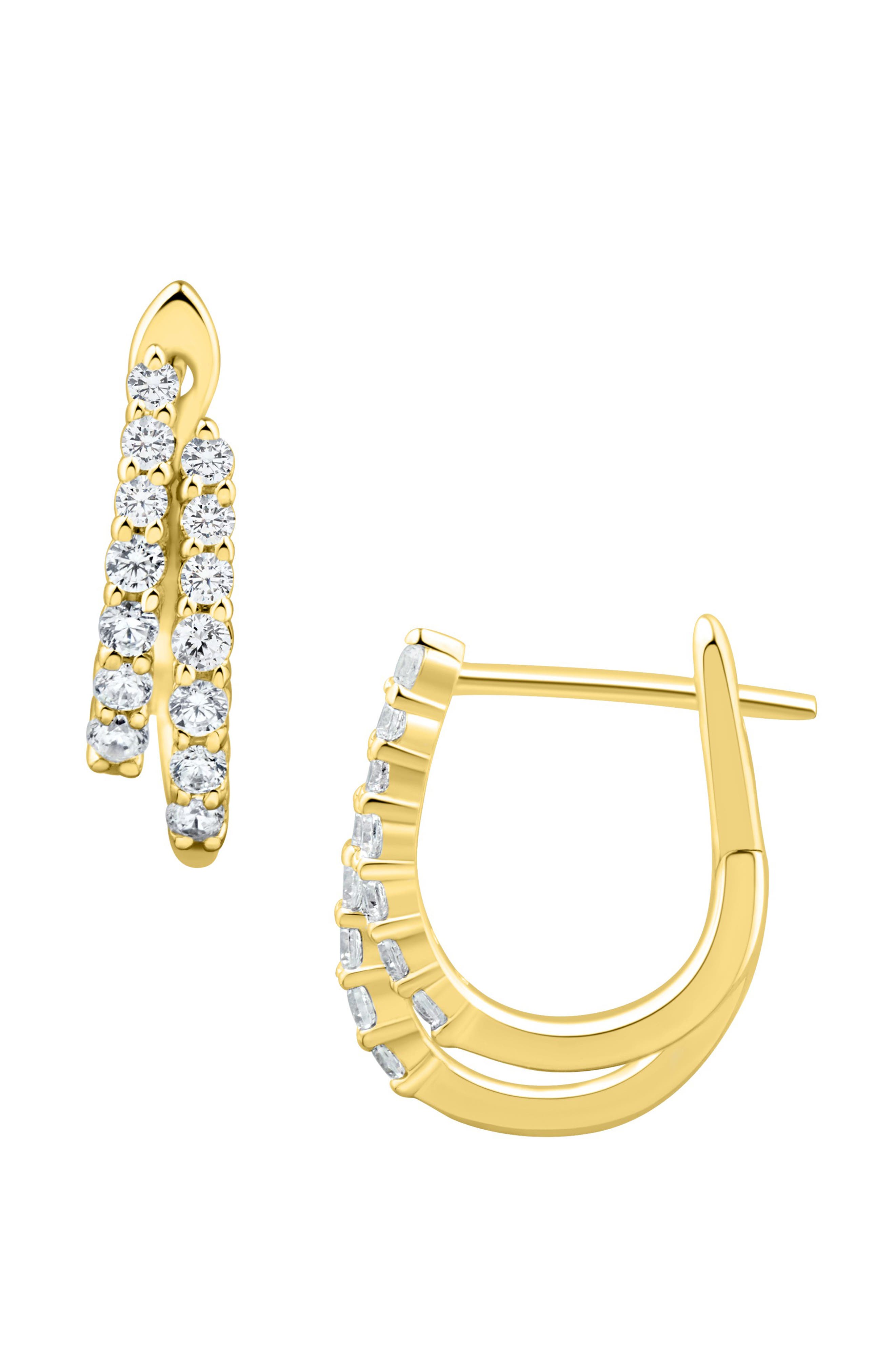 Frankie & Zoe Diamond Double Row Huggie Hoop Earrings