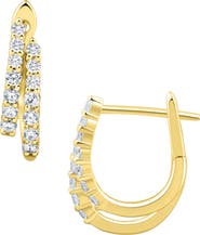 Frankie & Zoe Diamond Double Row Huggie Hoop Earrings