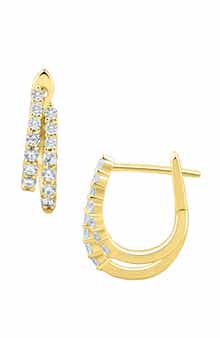 Frankie & Zoe Diamond Double Row Huggie Hoop Earrings