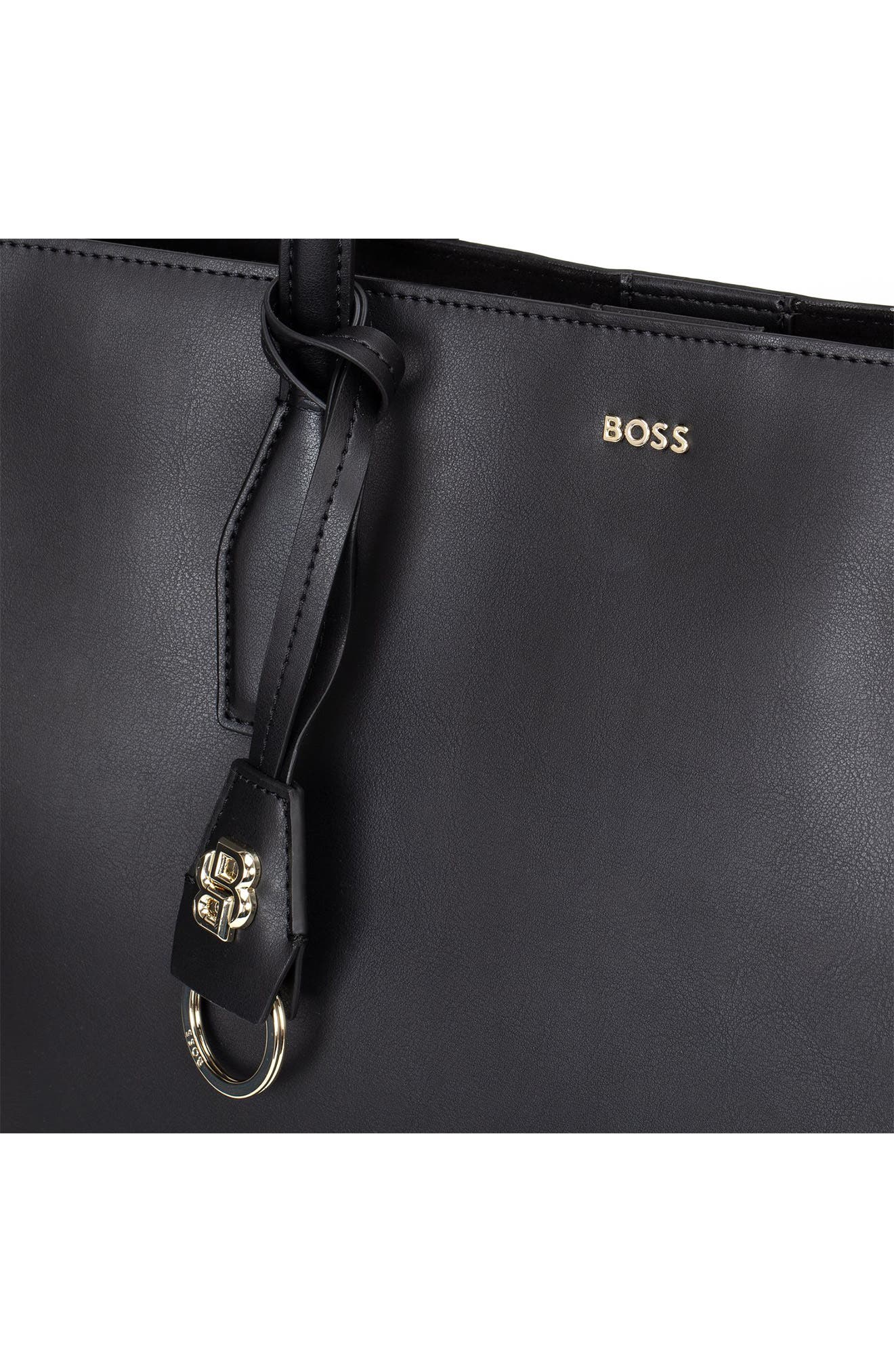 HUGO Numah Faux Leather Tote, Alternate, color, Black