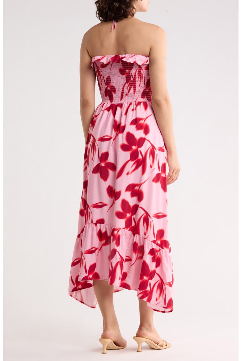 Strapless Midi Dress, Alternate, color, PINK FLORAL