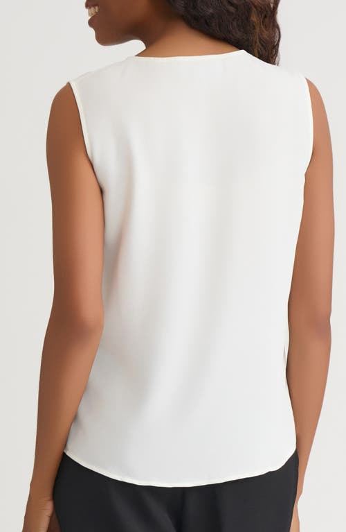 Kasper Ruffle Front Sleeveless Top In White