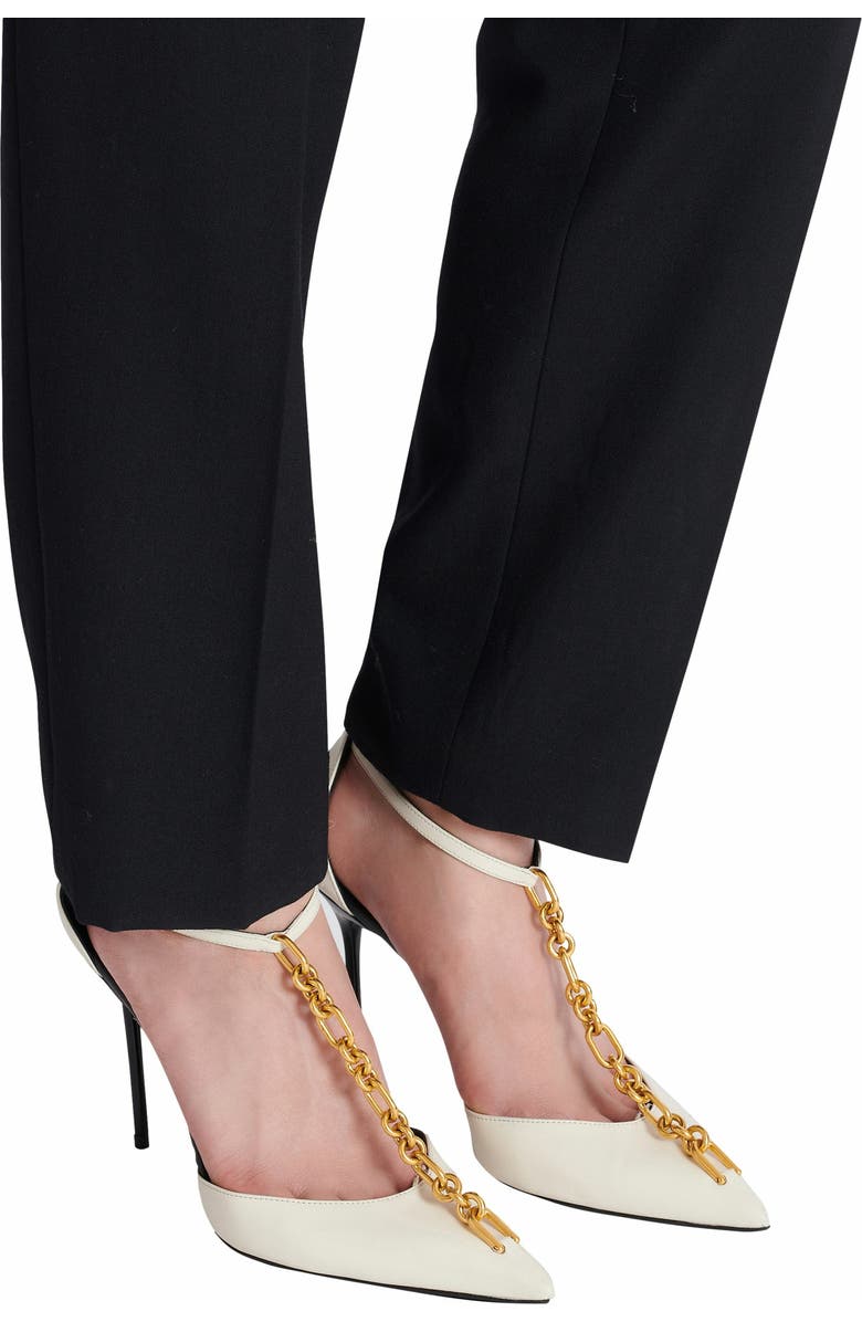 Balmain Sync leather stilettos with pointed toe, Alternate, color, Beige