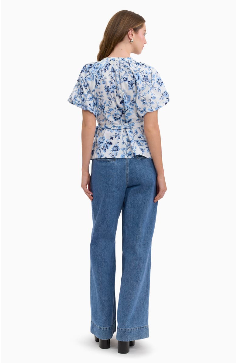 Rebecca Taylor Emelia Printed Blouse, Alternate, color, Alaskan Blue Multi