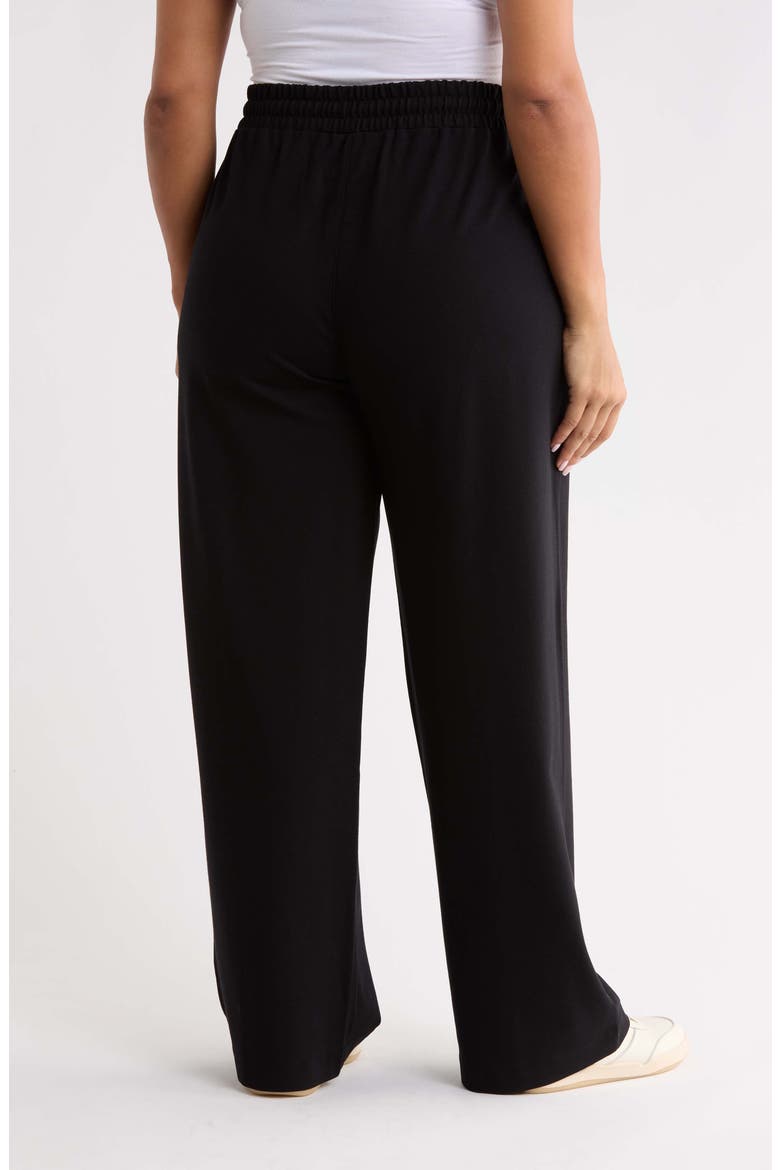 Ponte Pull-On Wide Leg Pants, Alternate, color, BLACK