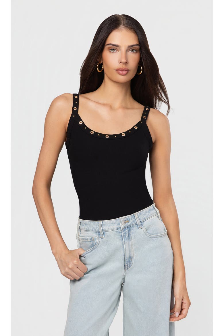 Iris Grommet Tank Top, Main, color, Black