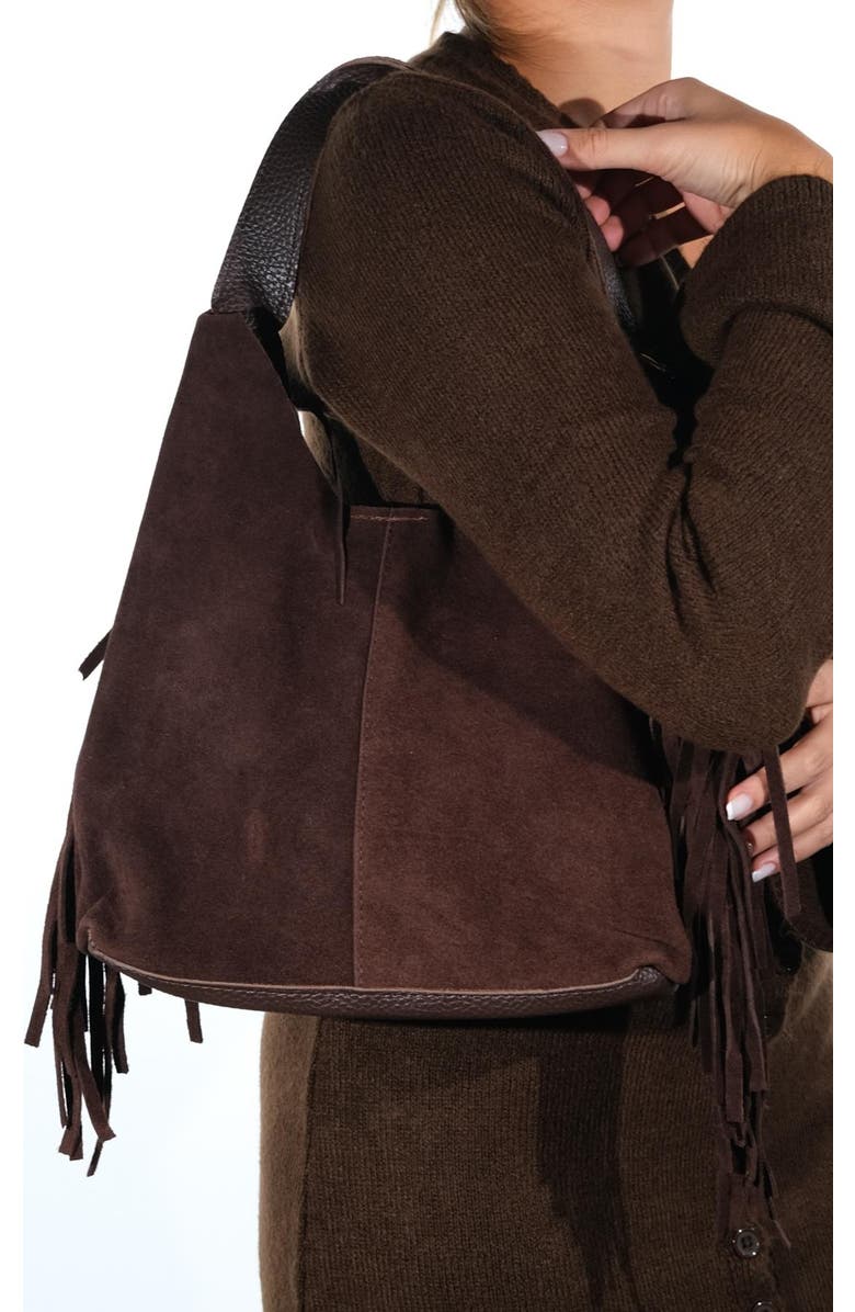 Forever & Always Shoes VALS Leather Shoulder Bag, Alternate, color, Brown Suede