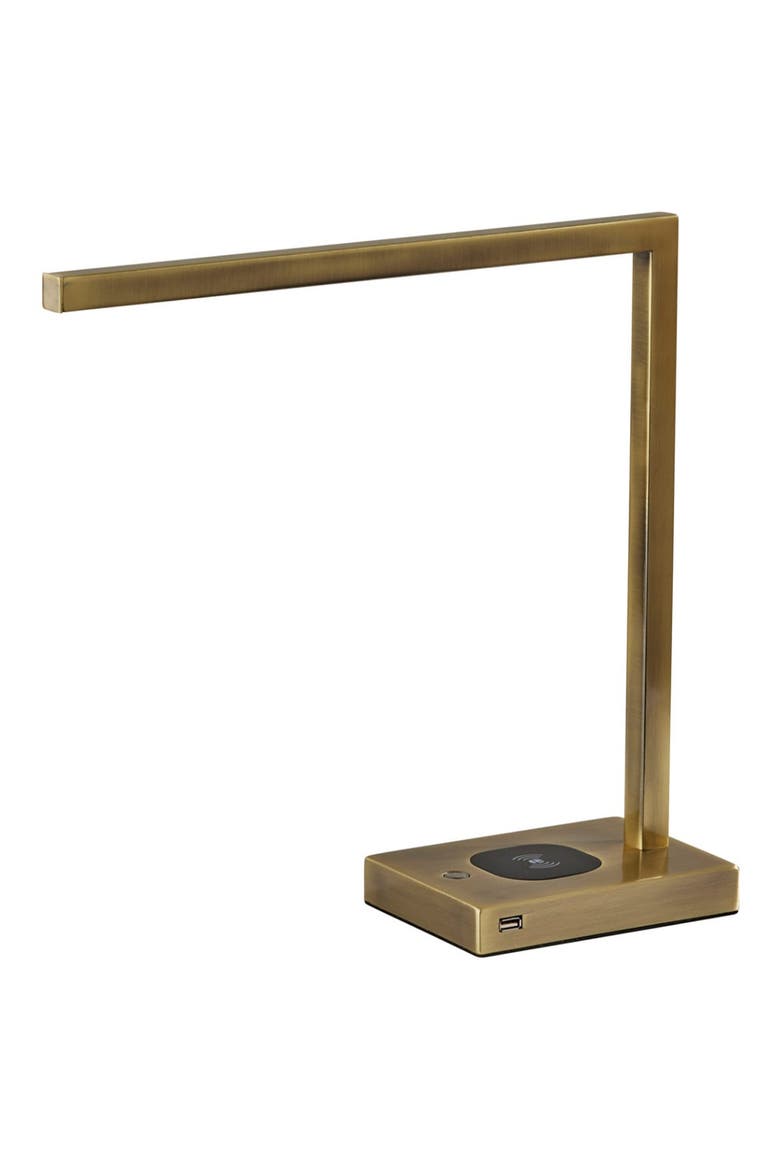 Aidan Charge LED Desk Lamp, Main, color, ANTIQUE BRASS