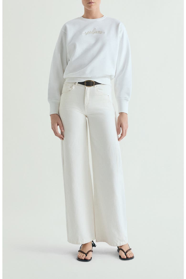 Sweatshirt with embroidered details, Alternate, color, White