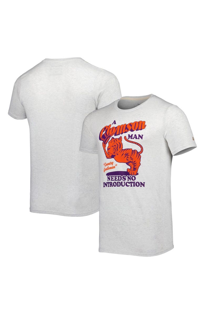 HOMEFIELD Men's Homefield Ash Clemson Tigers Vintage T-Shirt, Main, color, 