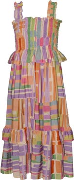 Iris & Ivy Kids' Smocked Abstract Maxi Dress