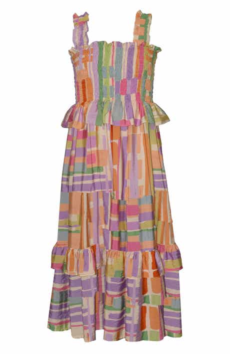 Iris & Ivy Kids' Smocked Abstract Maxi Dress