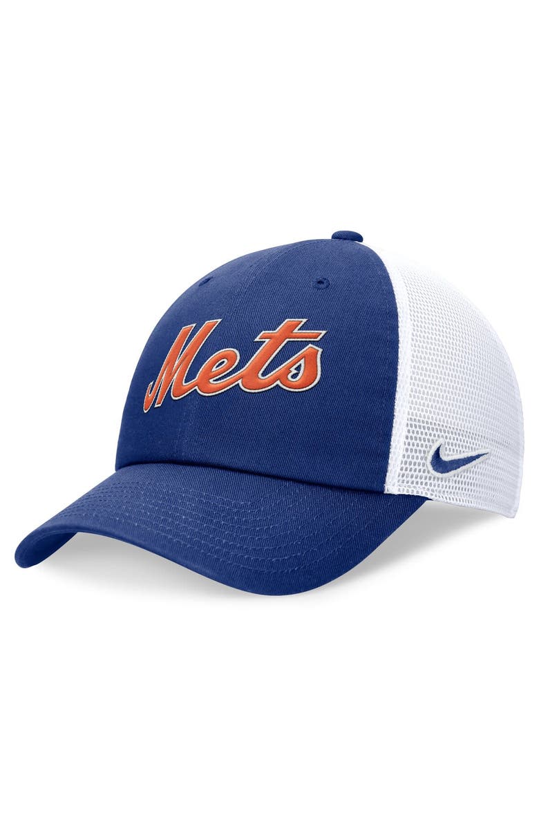Nike Men's Nike Royal New York Mets Evergreen Wordmark Trucker Adjustable Hat, Main, color, 