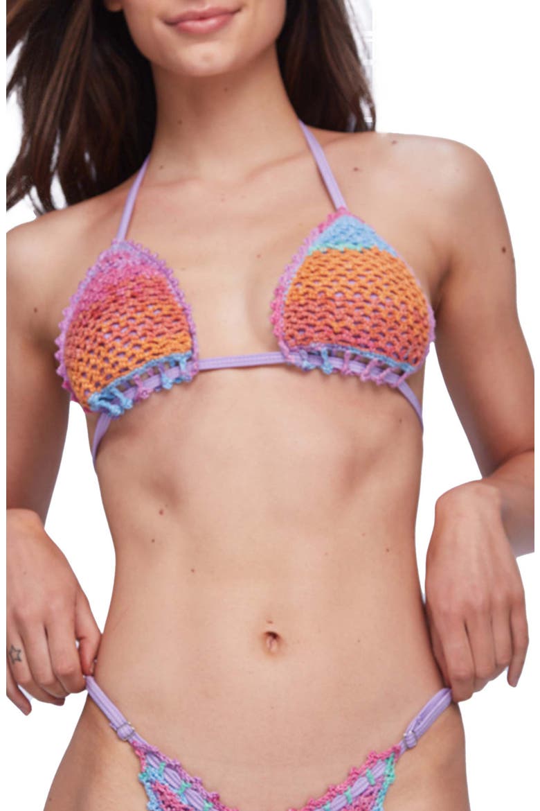 Kendall Multicolor Crochet Bikini Top, Main, color, MULTICOLOR