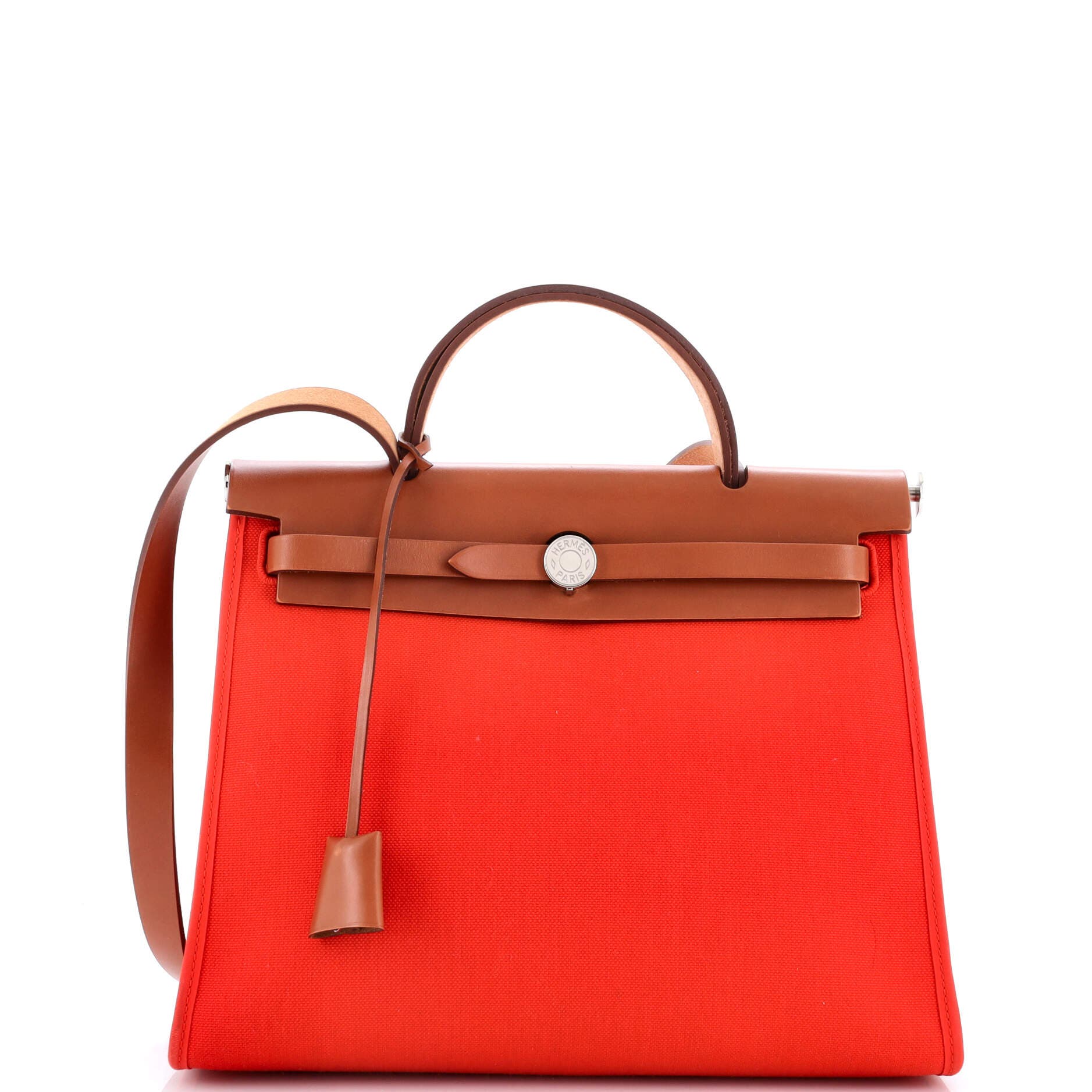 Pre-Owned Hermes Herbag Zip Leather and Toile 31, Main, color, 