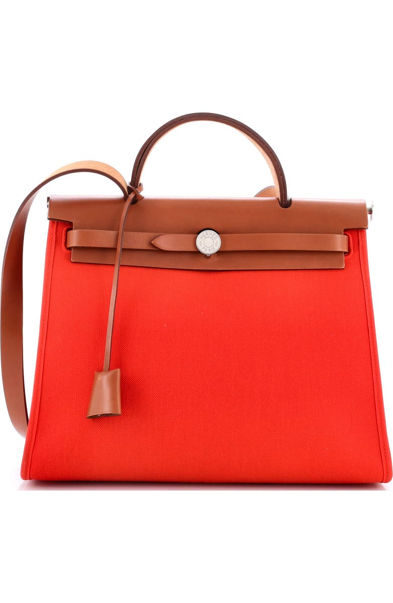 Pre-Owned Hermes Herbag Zip Leather and Toile 31, Main, color,