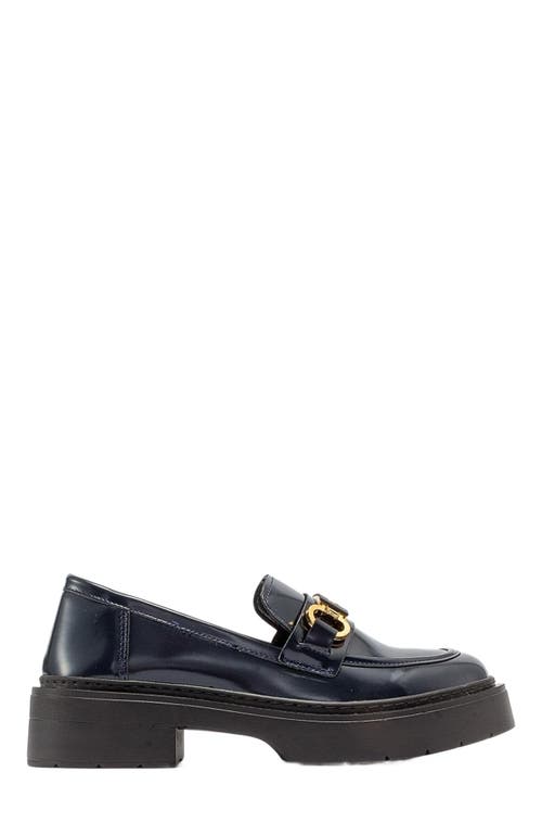 Prologue Shoes Simone Bit Platform Loafer in Dark Blue Patent Faux Leather at Nordstrom, Size 6.5