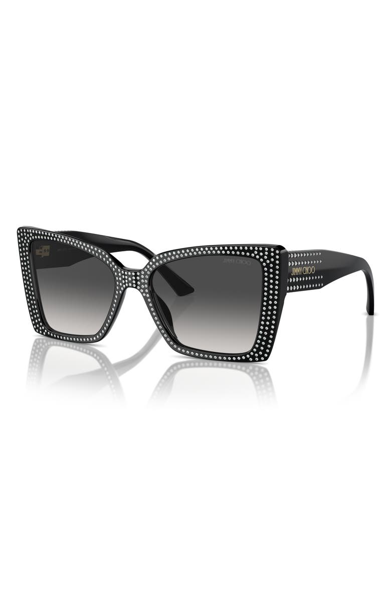 Jimmy Choo 54mm Gradient Butterfly Sunglasses, Alternate, color, Black / Gradient Grey