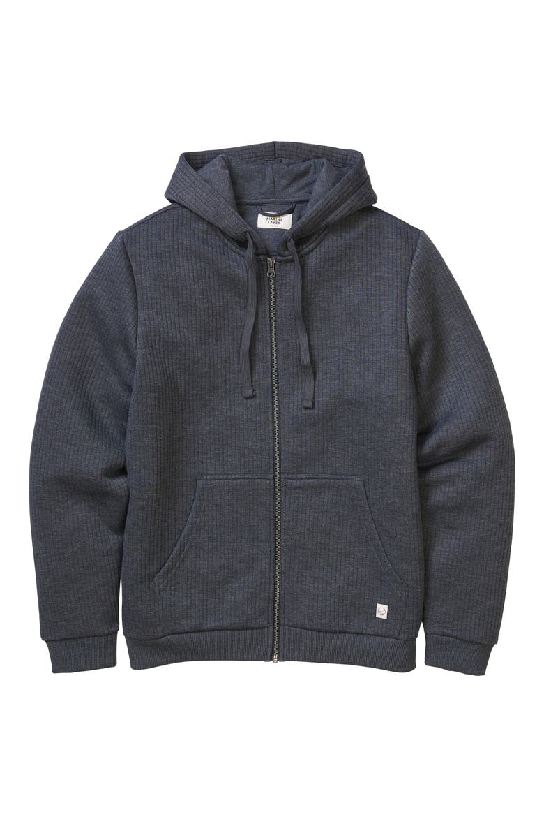 Corbet Quilted Zip-Up Hoodie, Alternate, color, BLACK HEATHER