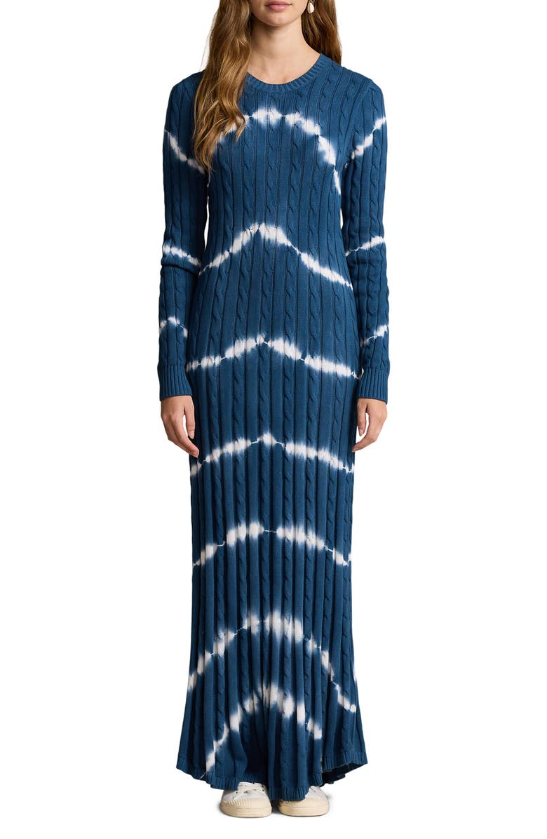 Polo Ralph Lauren Tie Dye Long Sleeve Cotton Sweater Dress, Main, color, 