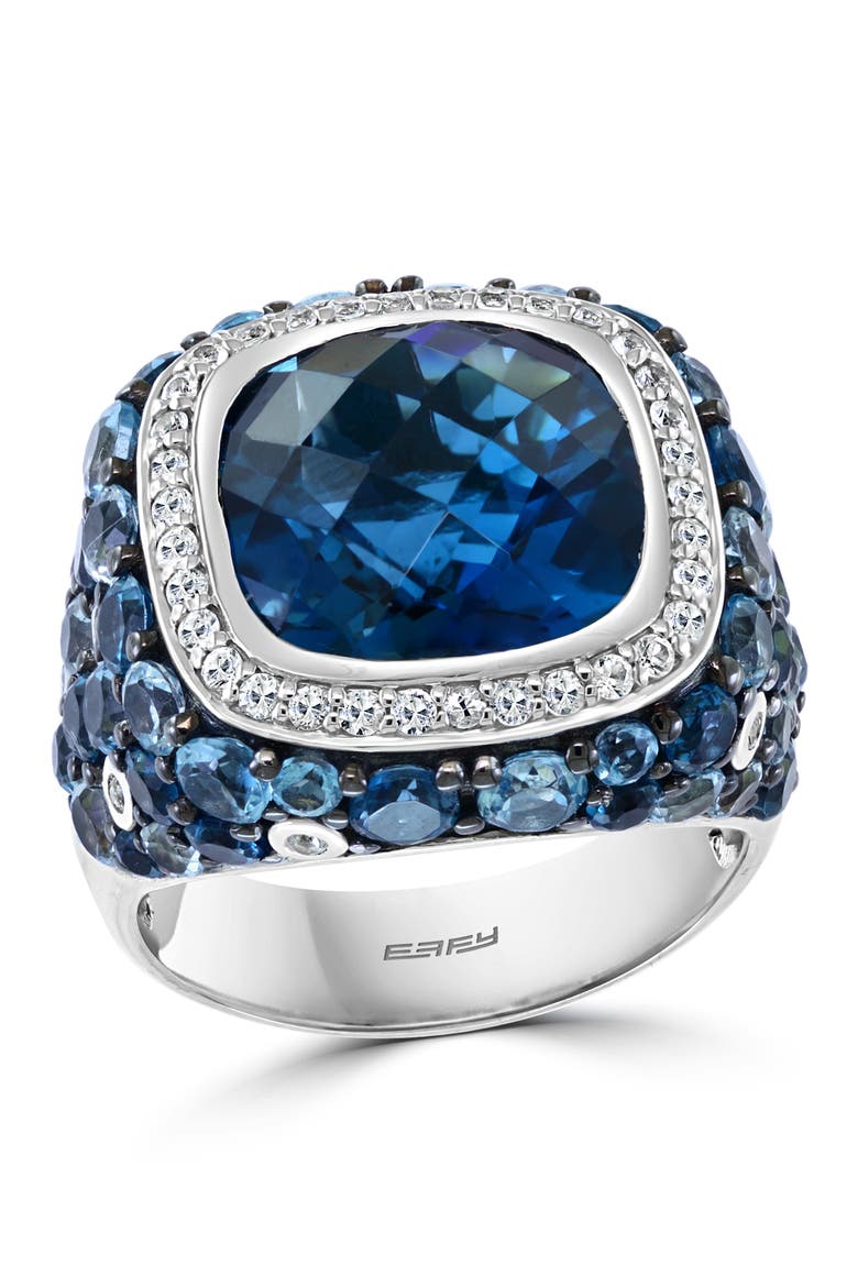 925 Sterling Silver Ocean Depths Multi-Gemstone Ring, Main, color, Blue