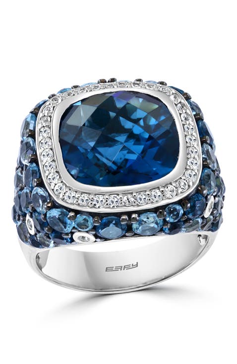 925 Sterling Silver Ocean Depths Multi-Gemstone Ring