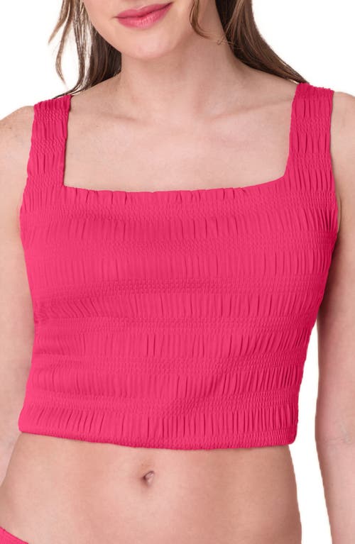 Andie Siren Smocked Tankini Top In Pink