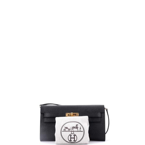 Pre-owned Hermes Hermes Kelly To Go Wallet Chevre Mysore In Black