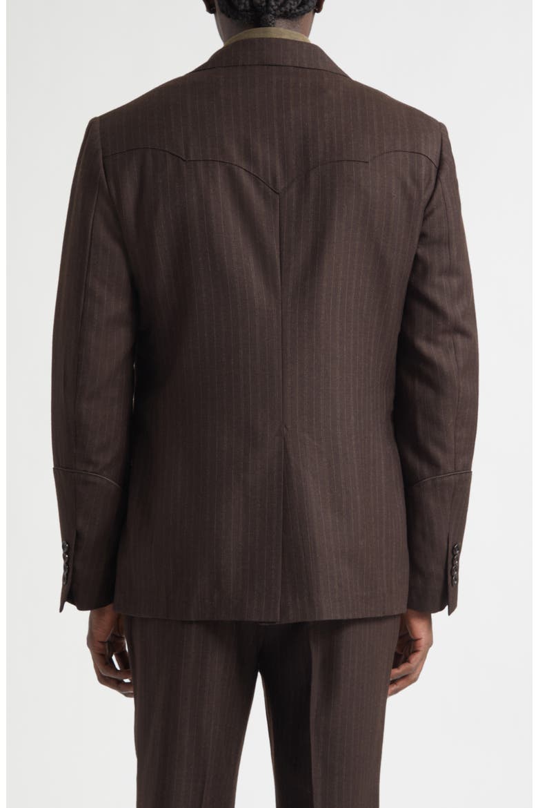 Pinstripe Wool Flannel Western Tuxedo Jacket, Alternate, color, BROWN CHARCOAL