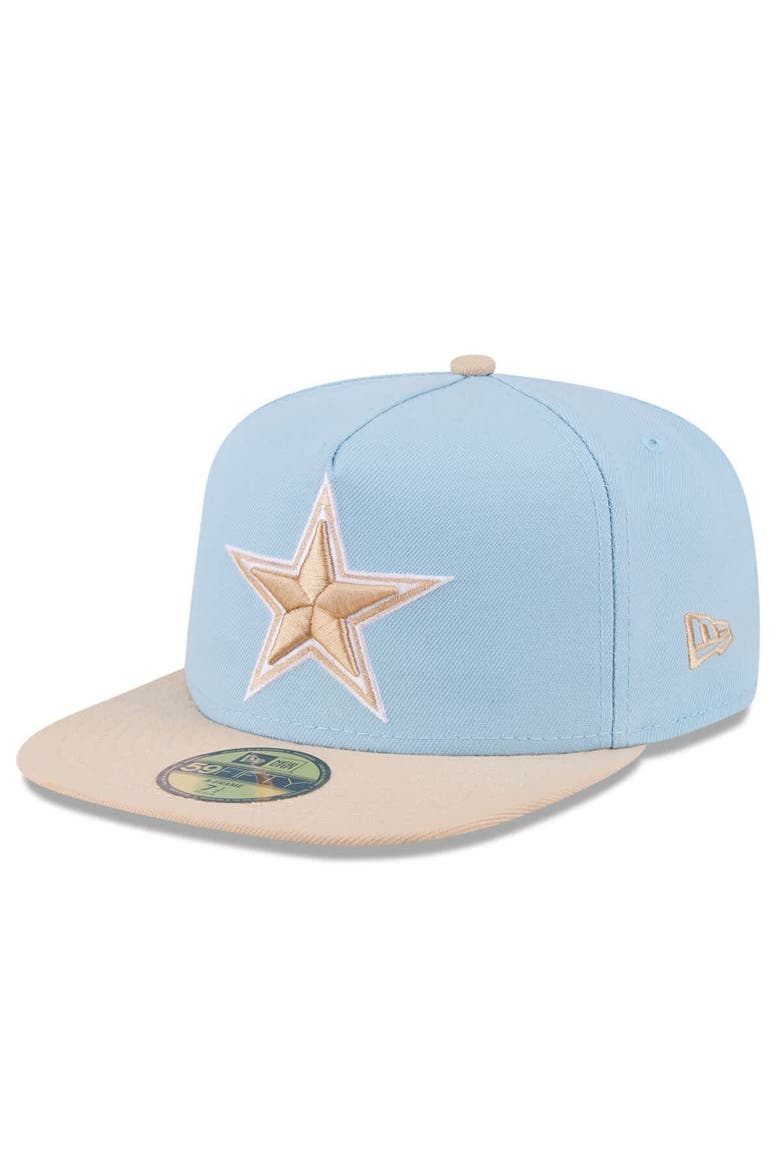 Men's New Era Light Blue/Light Beige Dallas Cowboys Two-Tone Color Pack A-Frame 59FIFTY Fitted Hat, Main, color, Light Blue