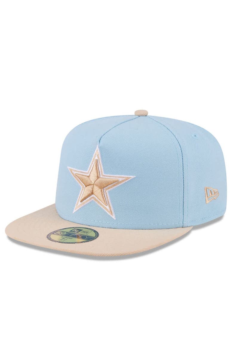 New Era Men's New Era Light Blue/Light Beige Dallas Cowboys Two-Tone Color Pack A-Frame 59FIFTY Fitted Hat, Main, color, Light Blue