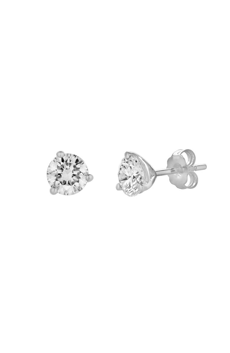 LuvMyJewelry Isuma 14K Gold Lab Grown Round Solitaire Diamond Earrings - 1 Cts, Alternate, color, 14K White Gold