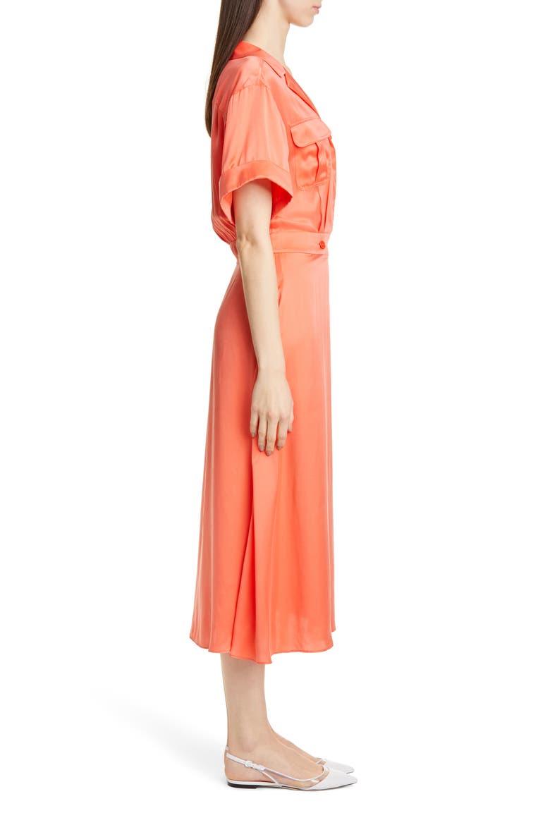 Orlenna Silk Blend Midi Shirtdress, Alternate, color, HOT CORAL